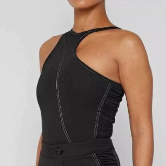 Maniere De Voir Black Asymmetric Bodysuit  size 14 - Picture 1 of 3